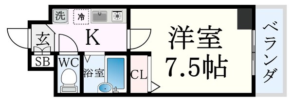 六甲道駅 徒歩5分 6階の物件間取画像